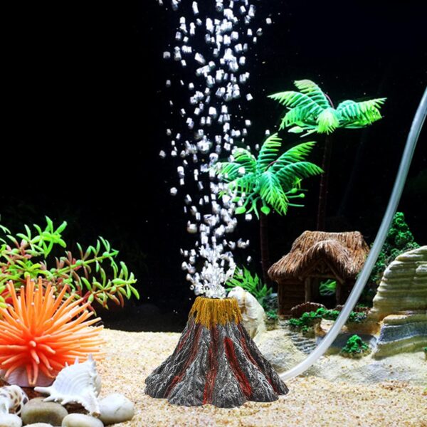 YWNYT Aquarium Volcano Ornament Kit, Multi Colour LED Light Air Stone for Aquariums Air Pump Accessories, Aquarium Bubbler for Aquarium Fish Tank Decoration - Image 6