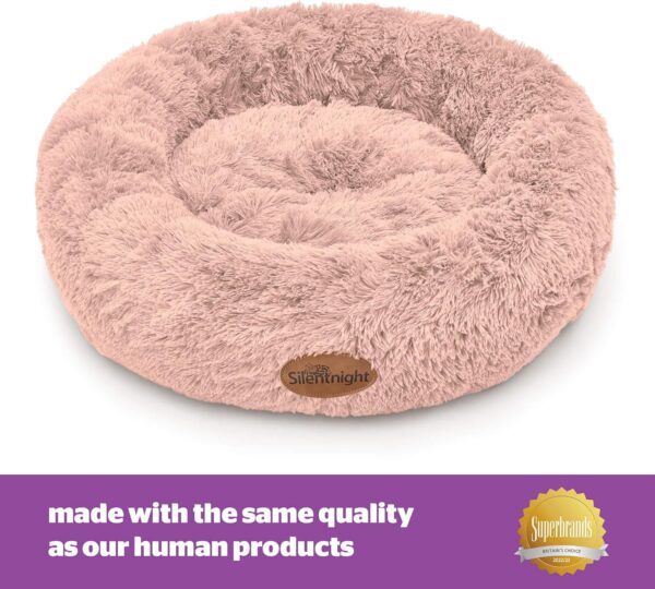 Silentnight Donut Calming Dog Bed - Calming Dog Cat Pet Bed Anxiety Relief Soft Fluffy Doughnut Pillow - Easy Clean Machine Washable Luxury Plush Dog Pillow Basket - 85 cm - Blush Pink - Image 3