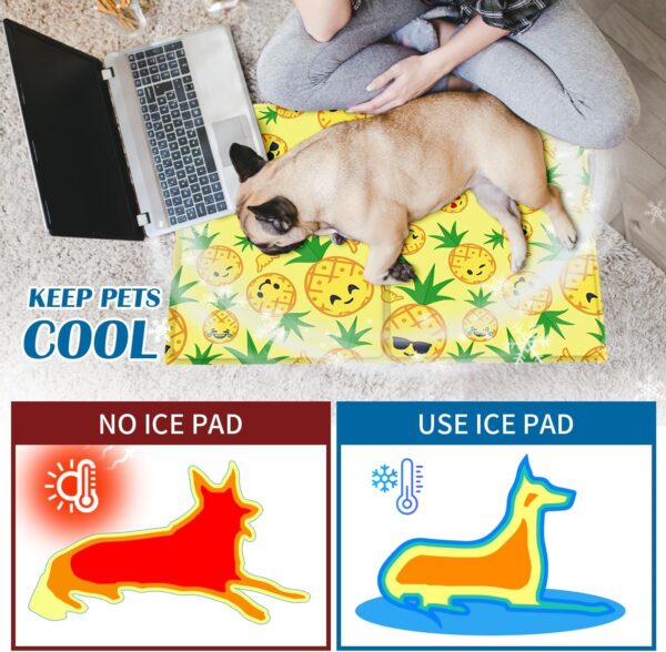 Dog Cool Mat, Dogs Self Cooling Gel Mat Pads Pet Cool Beds (Medium (50x65cm), pineapple cooling mat) - Image 2