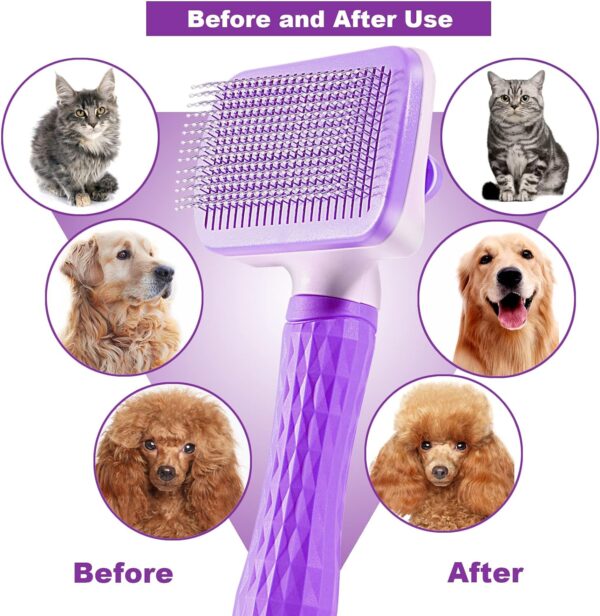 Garstor Dog Brush Comb, Cat Brush, Dog Brush for Shedding, Cat Brushes for Indoor Cats, Self Cleaning Pet Brush for Grooming Long Short Haired Dog Cats, Rabbit Remove Loose Fur and Undercoat - Image 3