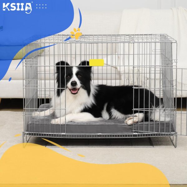 KSIIA Dog Beds Large Washable, Orthopedic Dog Crate Beds with Waterproof Removable Cover, Flat Dog Mattress Non skid Bottom, Pet Beds for Dogs, Grey, 88x55x7cm - Image 8