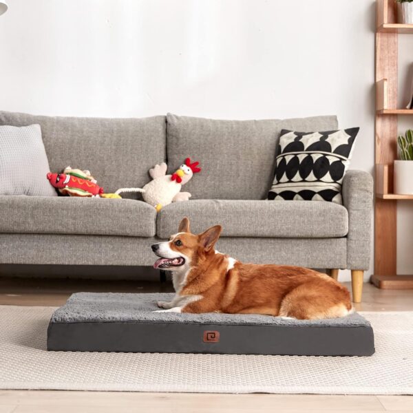 EHEYCIGA Orthopedic Dog Bed Medium Washable, 76x51x9cm, Dog Beds Mattress for Crate with Removable Cover, Pet Bed Dog Cushion with Anti-Slip Bottom, Grey - Image 5