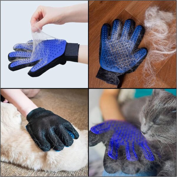 WELHAEPI 1 Pair/2 Pcs Pet Dog Cat Grooming Gloves, Pet Hair Remover Mitts, Deshedding Brush Gloves, Hair Remover Mitt Massage Gloves Brush Mitts for Long Short Fur Hair Dogs Cats Rabbits - Blue - Image 7