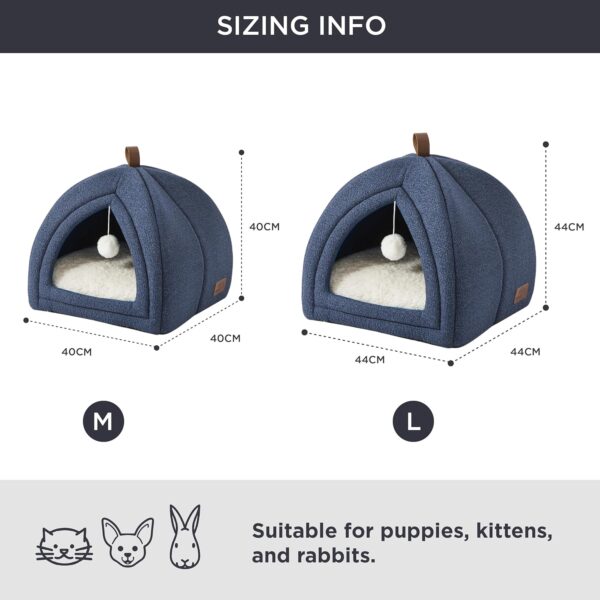 Bedsure Cat Cave Bed Igloo - Small Cat Tent Bed House with Removable Washable Cushion Pillow Foldable Portable Pet Bed,Navy Blue, 40x40x40cm - Image 6