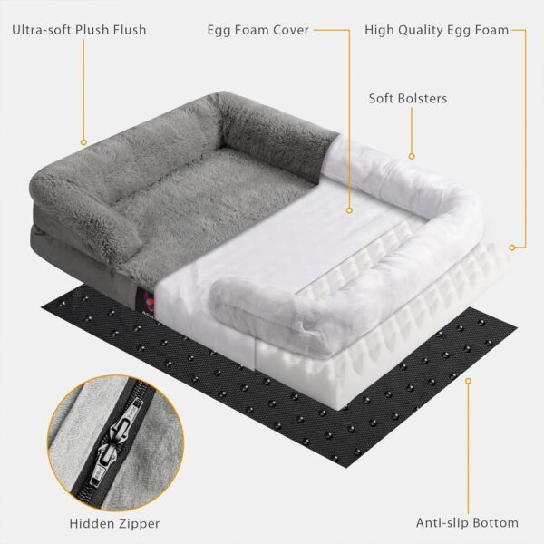 ASHAL Small Dog Bed Washable - Super Soft Comfy Fluffy Anti-Anxiety Pet Bed with Nonskid Bottom - (60x46x15 cm) (Small Size) - Image 3