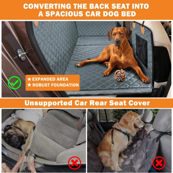 JOEJOY Back Seat Extender for Dogs - Dog Car Seat Cover for Dogs Waterproof & Foldable Car Seat Cover, Non-Slip Back Seat Cover with Hard Bottom for Cars, Trucks and SUVs, Suit for Travel Camping - Image 4