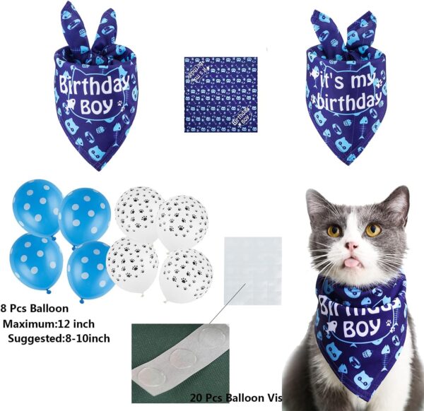 TCBOYING Cat Birthday Bandana, Cat Birthday Boy Girl Hat Scarfs Flag Balloon with Cute Doggie Birthday Party Supplies Decorations - Image 5