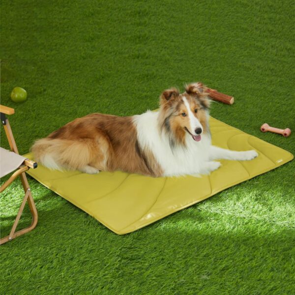 Allisandro Premium Nylon Outdoor Dog Bed Trail Pup Travel Mat w/Stuff Sack, StylishWater-Resistant Foldable Dog Camping Mat, Ultimate Comfort Camping Beach Outside PetMat, Turmeric yellow - Image 2