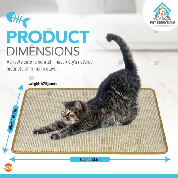 2pk Cat Scratching Mats | 60cm x 40cm | Prevent Damage to Your Sofa by Using This Sisal Mat Cat Scratcher | Your Cat Will Love Our Cat Scratch Mat | Cat Scratchers for Indoor Cats | Cat Scratching Pad - Image 2