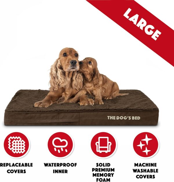 The Dog’s Bed Orthopaedic Dog Bed Large Brown Plush 101x64x10cm, Waterproof Memory Foam Dog Bed - Image 6