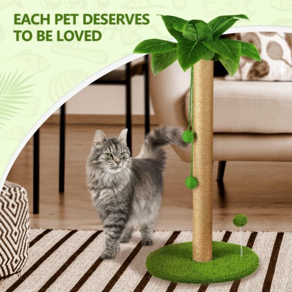 Dohump Cat Scratching Post, 78cm Tall Scratching Pole with Premium Sisal Rope, Two Interactive Hanging Balls and Spring Ball Toys for Indoor Kittens and Cats - Image 6