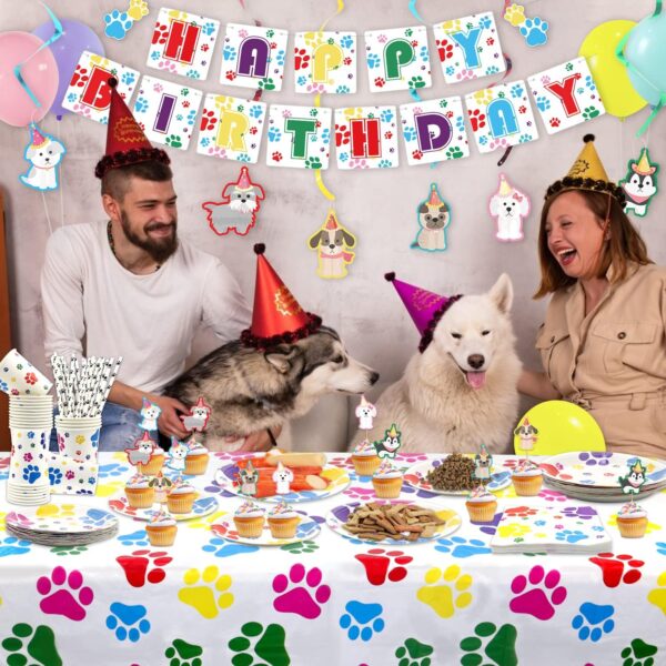 Dog Party Decorations - Puppy Dog Paw Party Supplies, Pawty Puppy Plates, Cups, Napkins, Tablecloth, Banner, Balloons, Cake Toppers for Doggy Tableware Birthday Party - Serves 20 - Image 6