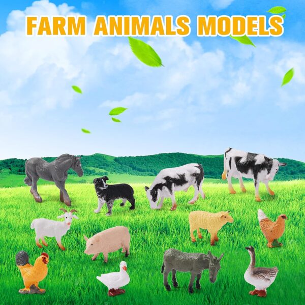 12 Pieces Farm Animal Toys, Mini Farm Animal Figurines Realistic Jungle Farm Animal Figurines Animal Toys Playset Party Favors Bath Toys Safari Animals Figures Little People Farm for Kids - Image 7