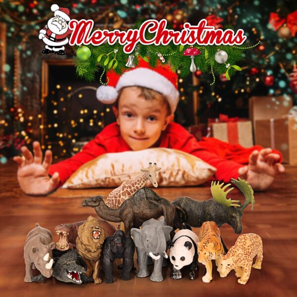 Safari Animal Toys Figures, 12 PCS Realistic Jumbo Wild Jungle Animals Figurines, Large African Zoo Animal Playset with Lion,Elephant,Giraffe, Plastic Animal Learning Toys for Kids Toddlers Boys Girls - Image 7