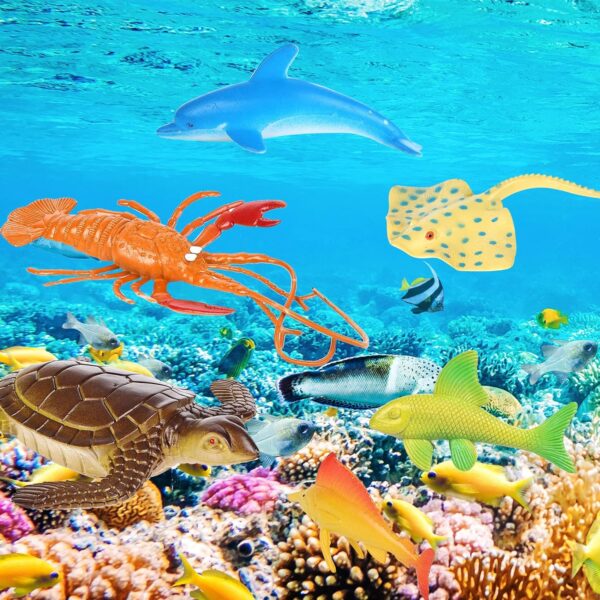 Nabance Large Sea Animal Figures Toys 18PCS Plastic Sea Creatures for Bath Ocean Animals Figures Learning Colour Toy Educational for Child Kids Toddler Gift - Image 7