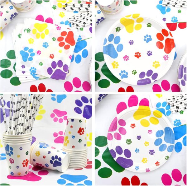 Dog Party Decorations - Puppy Dog Paw Party Supplies, Pawty Puppy Plates, Cups, Napkins, Tablecloth, Banner, Balloons, Cake Toppers for Doggy Tableware Birthday Party - Serves 20 - Image 5