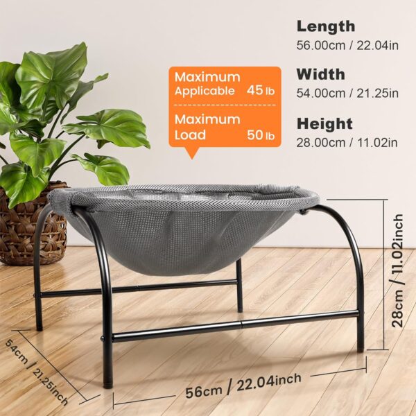 JUNSPOW Cat Bed [Large Size-56x54x28 cm] Dog Bed Pet Hammock Bed Free-Standing Cat Sleeping Cat Supplies Pet Supplies Whole Wash Stable Structure Detachable Excellent Breathability Easy Assembly - Image 4