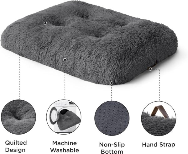 Bedsure Dog Crate Bed Large - Fluffy Dog Crate Mattress Washable with Anti Slip Bottom, Warm Pillow Cushion for Large Pets, Dark Grey, 89x58cm - Image 5