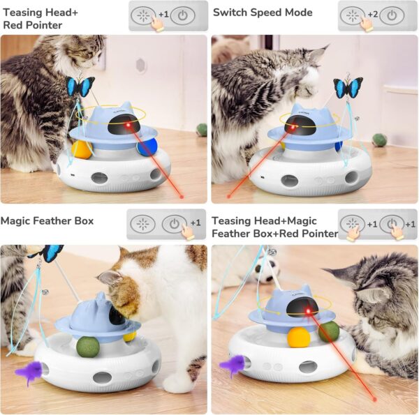 CATISM 4 in 1 Interactive Cat Toys for Indoor Automatic Cat Feather Toys for Cats Kitten Toys Upgrade USB Rechargeable Electronic Smart Pet Cat Toy Gift - Image 6