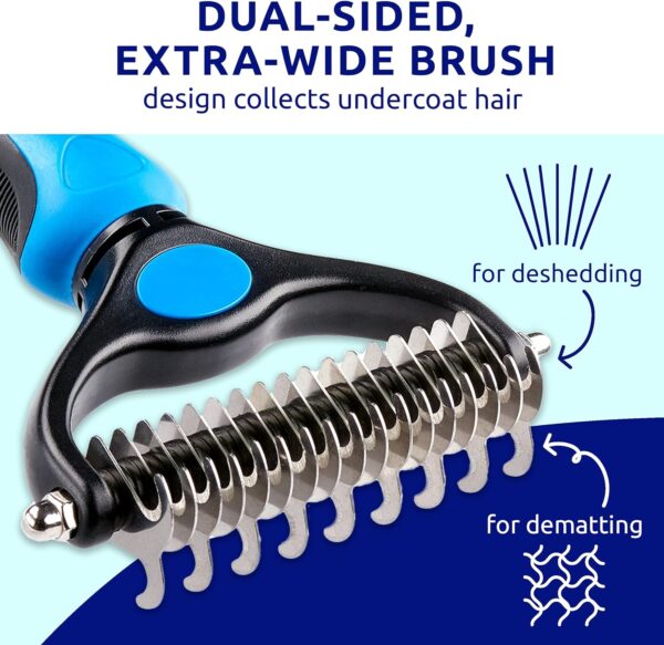 Pat Your Pet Cat & Dog Brush - Double Sided Undercoat Rake - Grooming and Deshedding Tool for Dogs and Cats with Medium or Long Hair - Image 4