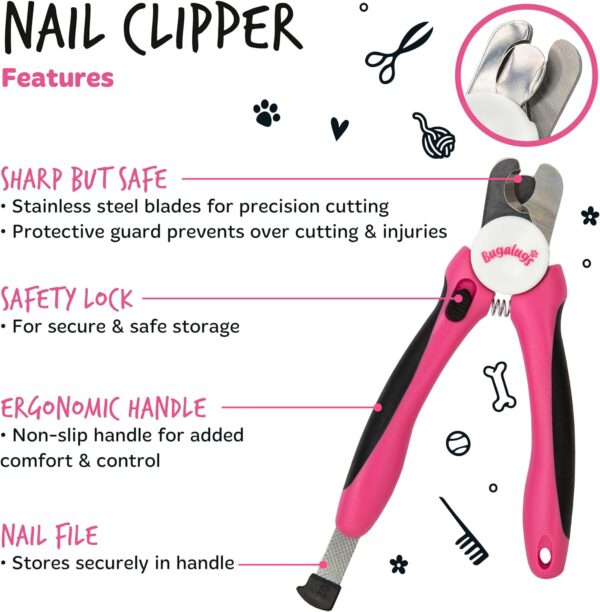 BUGALUGS Dog nails clippers & Cat Nail Clippers - Nail Trimmer with Safety Guard & Dog Nail File. Suitable for Pets, Dogs, Puppy, Cats, Kitten Nails & Claws. Pet Grooming Supplies (Medium to Large) - Image 2