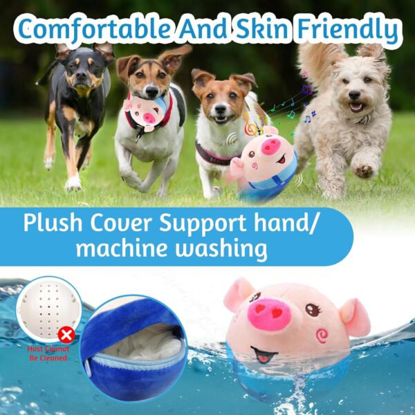 Audasi Active Moving Pet Plush Toy Interactive Dog Toys Talking Moving Dog Toy USB Rechargeable Interactive Washable Cartoon Pig Squeaky Pig Dog Toy Dancing Dog Ball Bouncing Toy for Dog Cat Pets - Image 4