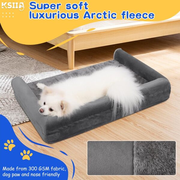 KSIIA Large Dog Bed, Orthopedic Dog Sofa Beds Pet Bed, Dog Couch with Removable Washable Cover, Waterproof Dog Bed, Pet Sofa with U-Shape Bolster, Grey 90x57x16cm - Image 6