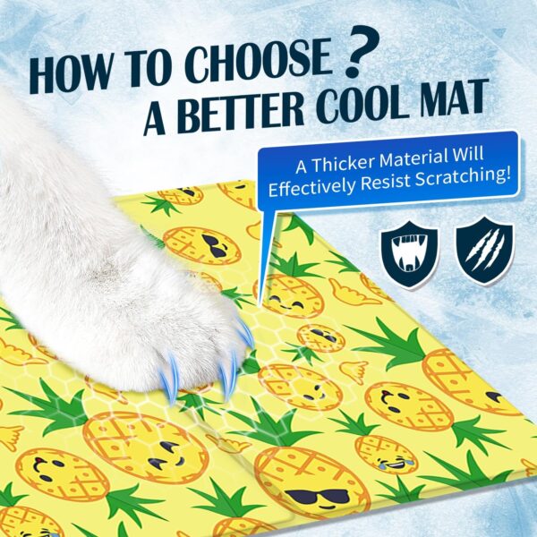 Dog Cool Mat, Dogs Self Cooling Gel Mat Pads Pet Cool Beds (Medium (50x65cm), pineapple cooling mat) - Image 3