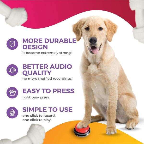 Dog Buttons for Communication and Training Pet Voice Recorder Device, Dog Buttons Talk Training, Pet Talking Training Answer Buzzer, 30 Second Record & Playback, Dog buttons for pet - Pack of 4 - Image 3