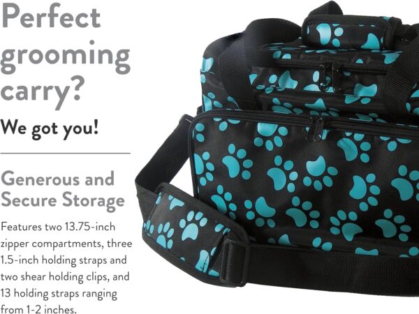 Wahl Professional Animal Travel Tote Bag with Zipper - Travel Bag - Storage Bag for Grooming Supplies - for Dog, Cat & Pet Groomers - 28.8 Inches, Turquoise Paw Print Design (#97764-300) - Image 3