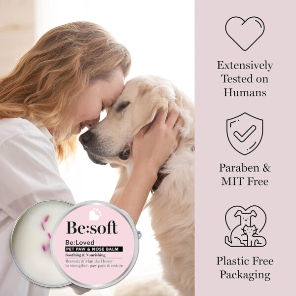 Be:Loved Be:Soft Pet Nose and Paw Balm for Dogs - Natural Cat and Dog Paw Balm | Shea Butter, Beeswax, Vitamin E and Manuka Honey Dog Nose Balm | Nourishing Dog Moisturiser for Dry Skin | 60g - Image 3