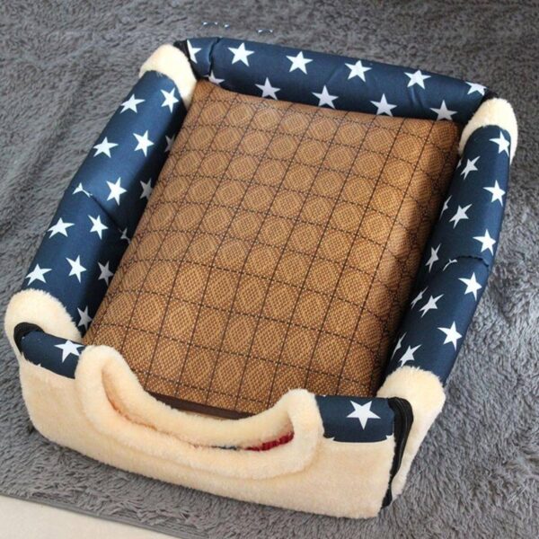 1 piece animal nest (white star on blue background) with 1 stuffed toy, comfortable cave small animal bed, removable large guinea pig bed, pet supplies, detachable small animal bed - Image 6