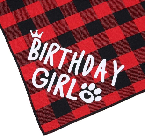 Birthday Girl Dog Bandana, Dog Birthday Girl Bandana Triangle Scarf, Plaid Bandana for Small Medium Dog Birthday Supplies (Red) - Image 4