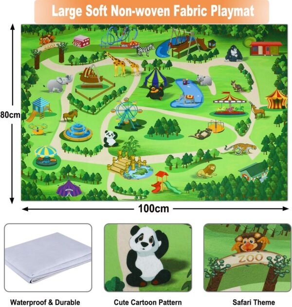 INNOCHEER Safari Animals Figures Toys, Realistic Wild Zoo Animals Figurines with Play Mat, Large Jungle Animals Playset with Elephant, Giraffe, Lion, Tiger, Gorilla Panda...for Kids Toddlers, Gift Set - Image 4