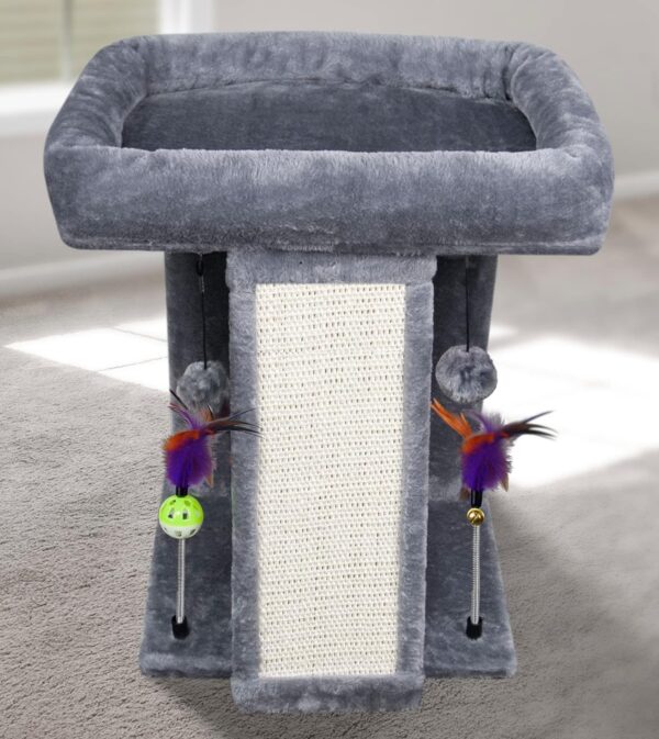 TWDEPART Cat Tree Cat Tower with Cat Scratching Post for Indoor Cats,Activity Centre Climbing Tree Cat Furniture with Playful Toy Balls,Grey… - Image 2