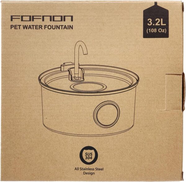 Cat Water Fountain for Drinking: Quiet Cat Water Fountain - 108oz/3.2L Cat fountain - Water Fountain Cat Bowl - Pet Water Fountain - Cat Drinking Fountain - Vailable for Dogs and Cats - FOFNON - Image 9