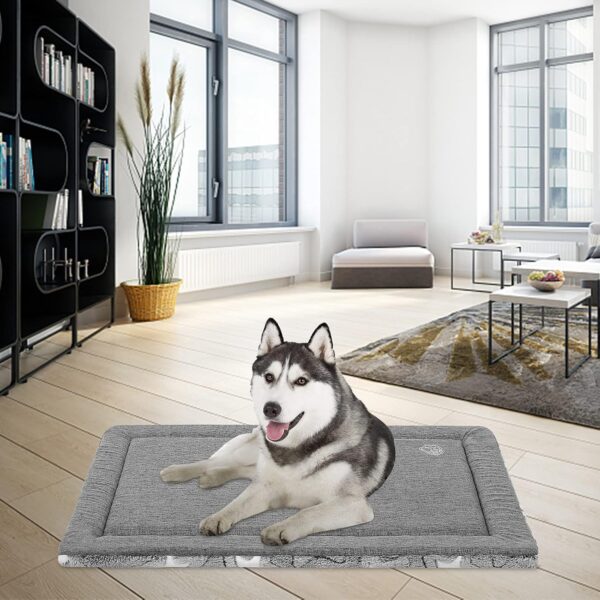 EMPSIGN Large Dog Bed Washable Reversible Cool and Warm Dog Mat Mattress for Dog Crate Pet Bed with Removable Cover, Grey, 92x61x2.8cm - Image 5