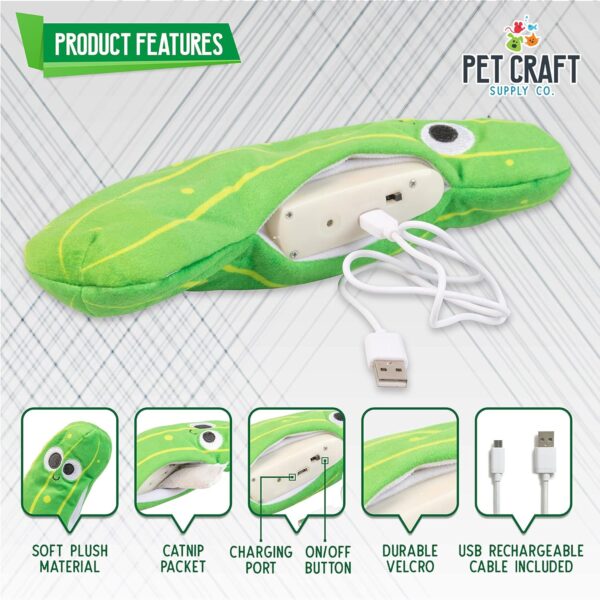 Pet Craft Supply Wiggle Pickle and Shimmy Shark Flipper Flopper Interactive Electric Realistic Flopping Wiggling Moving Fish Potent Catnip and Silvervine Cat Toy, Multi (8727) for All Breed Sizes. - Image 3