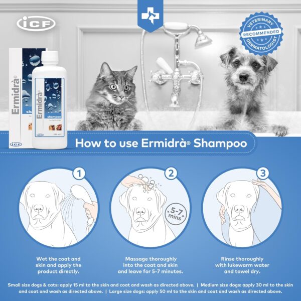 ICF | Ermidra Dog Shampoo For Itchy Skin Relief | Detangle Brittle Fur | Removes Bad Odours | Dog Shampoo And Conditioner For Pets With Sensitive Skin - Image 3