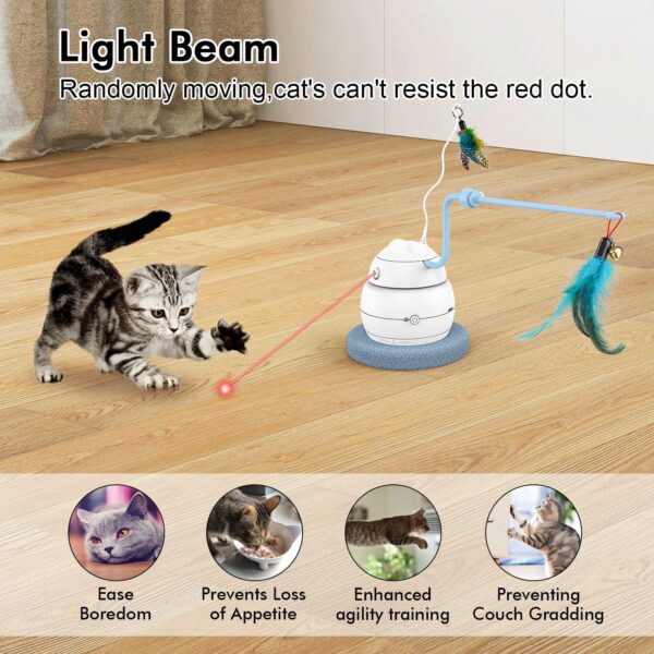 Tyasoleil 4 in 1 Smart Cat Toys, Interactive Cat Toys, Cat Toys for Indoor Cats Adult, Upgrade Motor, Automatic Cat Toy - 3 Modes Indoor Cat Toys, Electronic Cat Feather Kitten Toy - Image 5