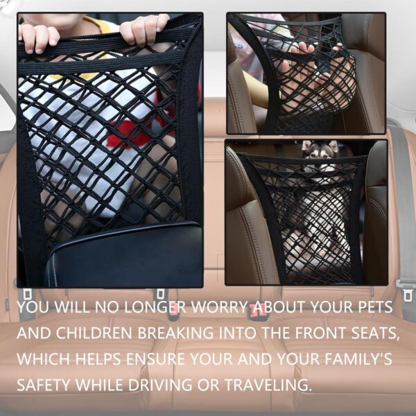 YFHUVB Car Dog Guard, Dog Accessories 3-Layer Storage Net Storage Bag Hanging Dog Barrier, Adjustable Installed Dog Guardrail Front Seat Driving Accessories For Pet Dogs, Safe Travel Suitable for SUV - Image 4