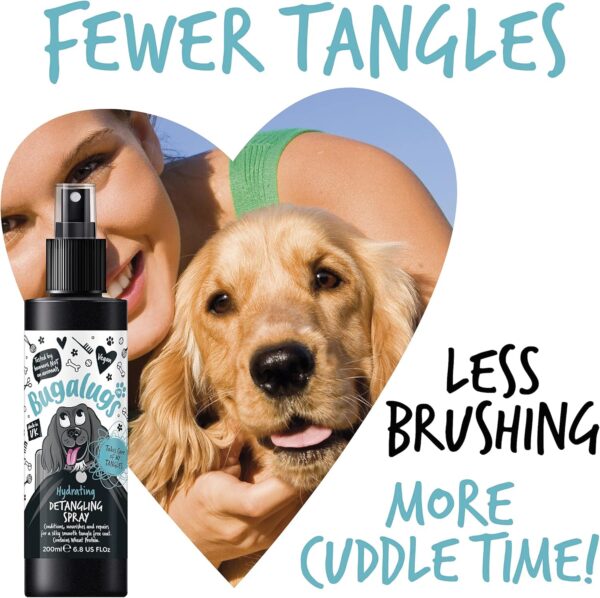 Bugalugs Dog Detangler Spray - leave In conditioner spray for de matting. No tangles. Professional dog grooming formula contains Wheat protein. Pet detangling spray knot removal (200ml) - Image 9