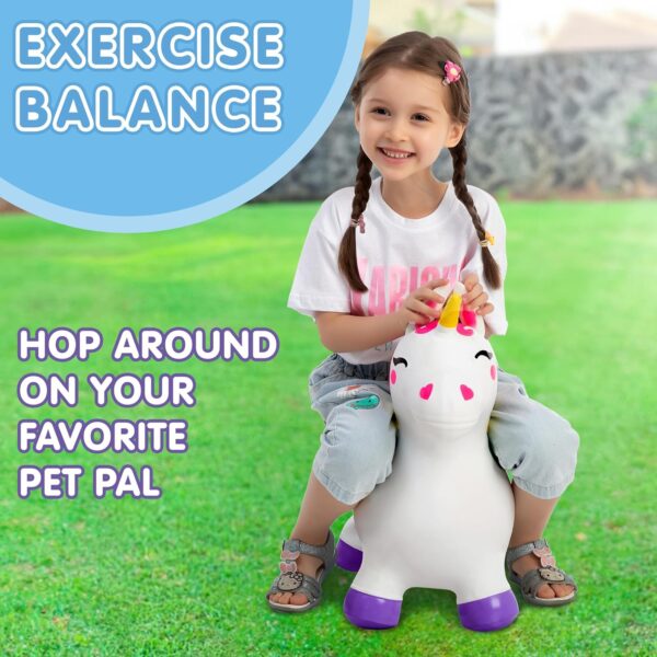 JOYIN Animal Hopper for Kids,Unicorn Bouncy Horse Hopper for Toddlers,Space Hopper with Hand Pump,Ride on Jumping Toys for Birthday Gift,Inflatable Hopper,Indoors Outdoors - Image 2