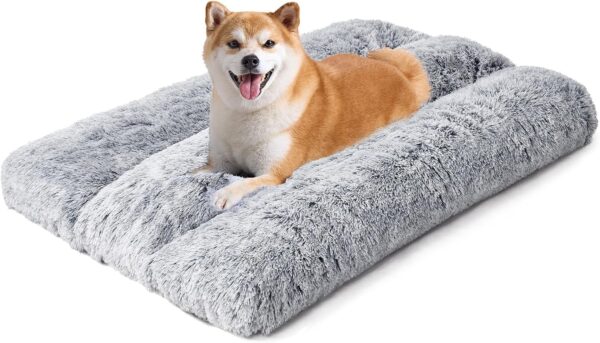 EHEYCIGA Crate Dog Beds Large Washable Mattress, Fluffy Calming Dog Bed Anti Anxiety, Pet Bed Cushion with Anti-Slip Bottom, Grey, 90x60x10cm - Image 8