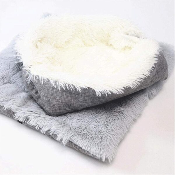 Hamkaw Self-warming Dog Bed Foldable Convertible Self Heating Plush Cat Bed Nest Machine Washable & Removable Thermal Pet Cushion Pad Mat Blanket for Travel Home Indoor Outdoor - Improved Sleep - Image 4