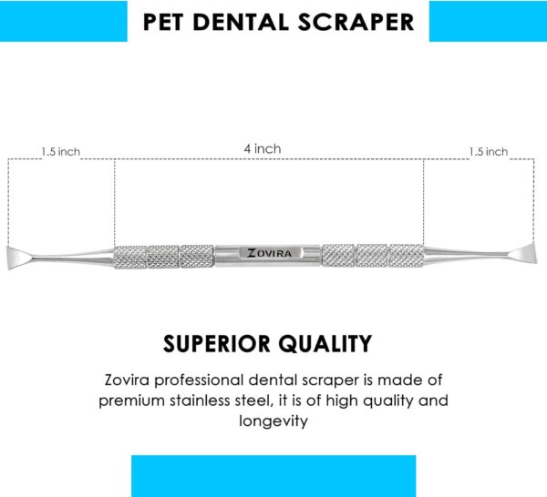 ZOVIRA Calculus Remover Dental Plaque Removal for Dogs and Cats, Double Headed Teeth whitening Stainless Steel Kit Suitable for Small Puppy and Pets - Image 3