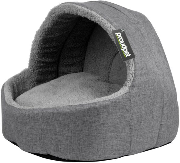 proudpet Cat Igloo Bed Pet Kitten Small Dog Cosy Fleece Cave Hideout (Grey) - Image 2