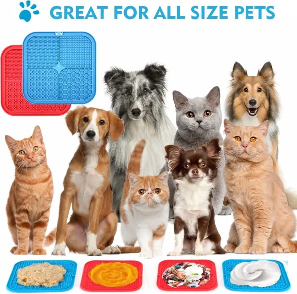 Licking Mat for Dogs & Cats 2 Pack, Slow Feeder Lick Pat with Non-Slip Design, Dishwasher Safe, Anxiety Relief Dog Toys Feeding Mat for Butter Yogurt Peanut, Pets Bathing Grooming Training Calming Mat - Image 3