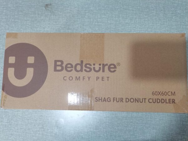 Bedsure Donut Dog Bed Medium - Anti Anxiety Puppy Bed for Small Dogs, Fluffy Calming Large Cat Bed Washable, Light Grey, 60x60x20cm - Image 9