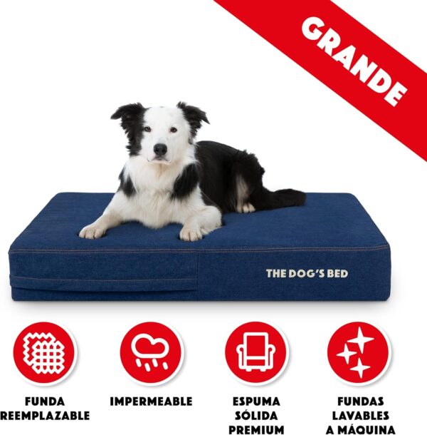 The Dog’s Bed Orthopaedic Dog Bed Large Blue Denim, Waterproof Memory Foam Dog Bed - Image 3